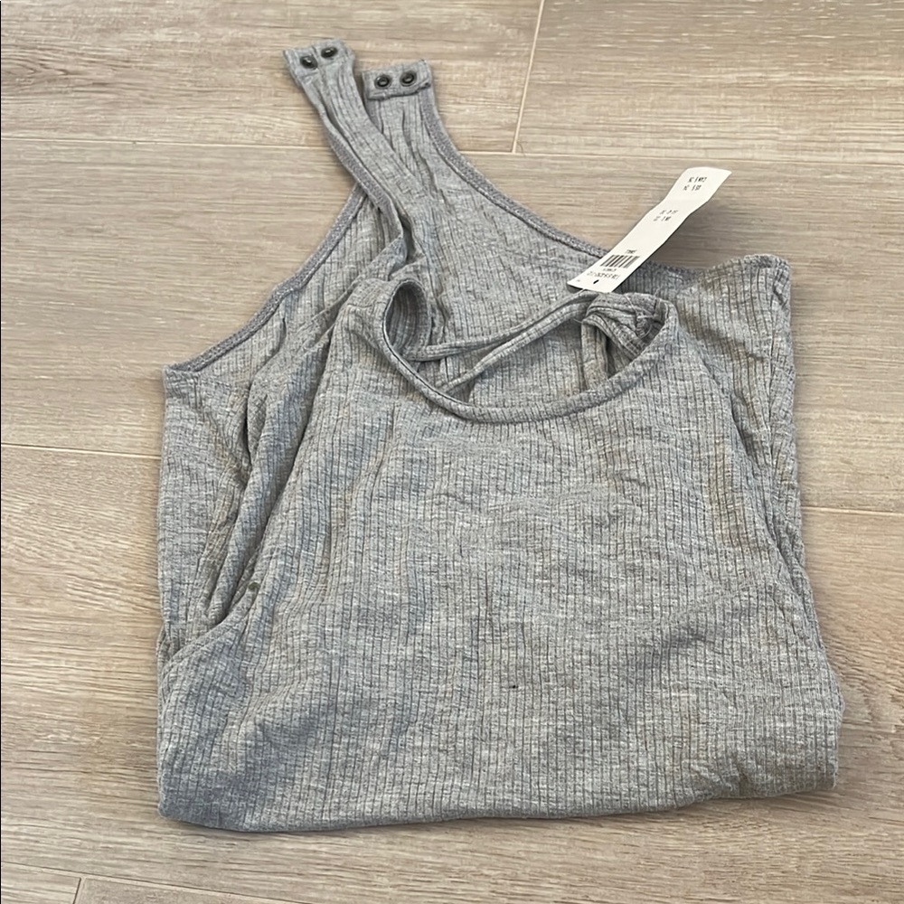 Abercrombie & Fitch Gray Asymmetrical Ribbed Tank Top